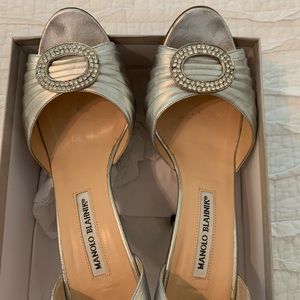 Manolo Blahnik silver DOrsay Heels